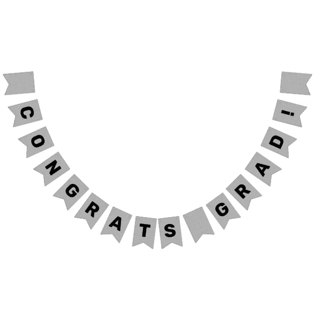 Congrats Grad Graduation Silver Glitter Bunting Flags | Zazzle