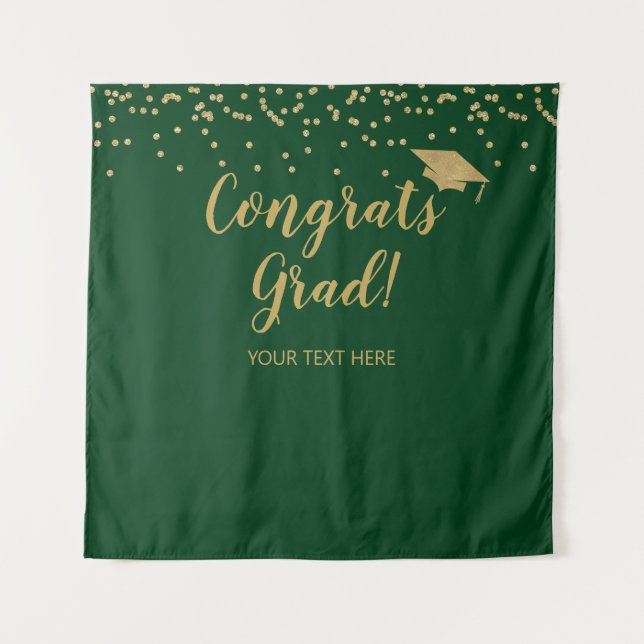 Congrats grad green and gold Backdrop banner (Front)