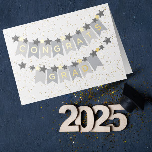 Congrats Grad Grey Banner Foil Card