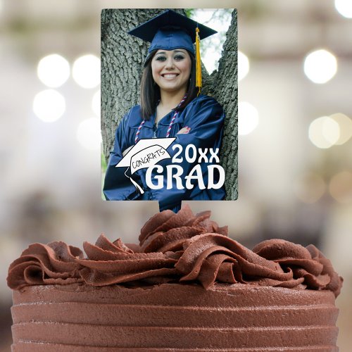 Congrats Grad in White Cake Topper