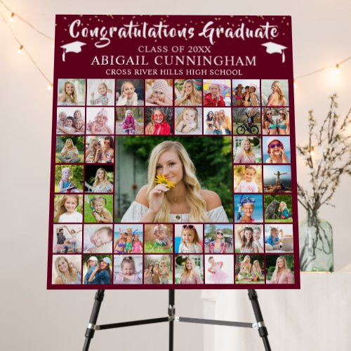 Congrats Grad Maroon 45 Photo Collage Confetti Foam Board