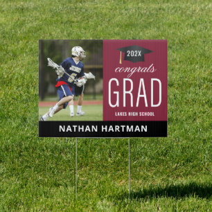 Congrats Grad Maroon Graduation Sign