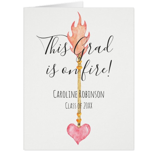 Congrats Grad Modern Elegant Pink Girly Heart  (Front)