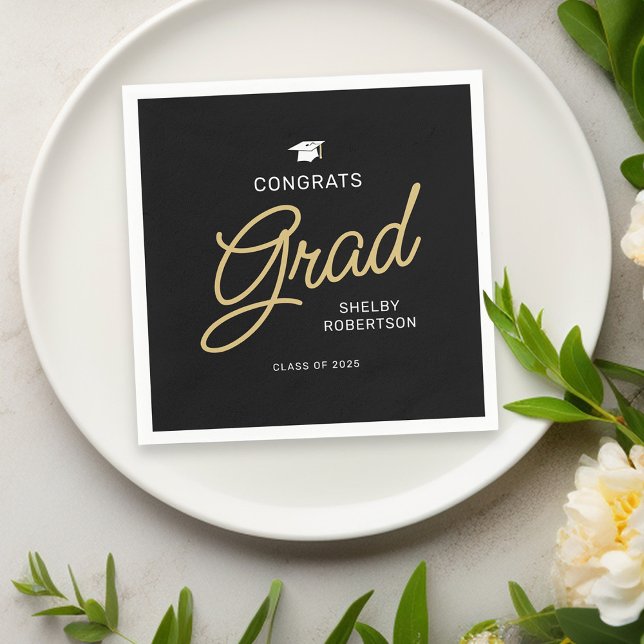 Congrats Grad Modern Script Graduation Napkins (Creator Uploaded)