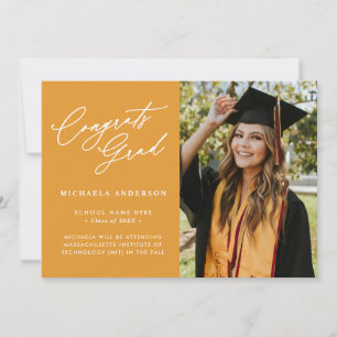 Congrats Grad Modern Script Photo Graduation Announcement