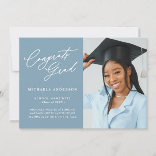 Congrats Grad Modern Script Photo Graduation Announcement