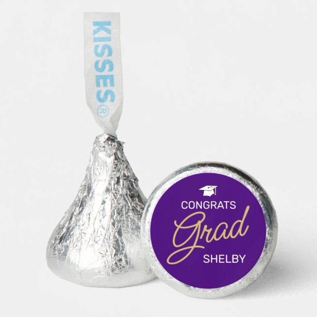 Congrats Grad Modern Script Purple Graduation Hershey®'s Kisses® (Front)