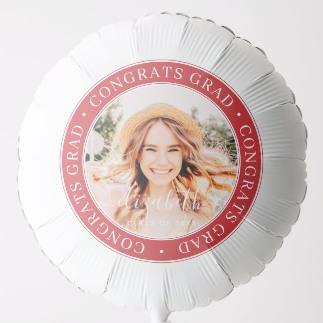 Congrats Grad Modern Simple Custom Photo Balloon (Front)