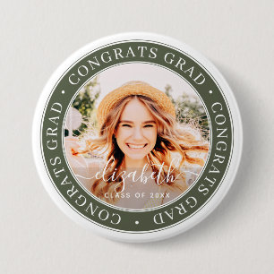 Congrats Grad Modern Simple Custom Photo Button