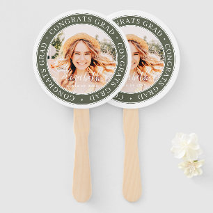 Congrats Grad Modern Simple Custom Photo Hand Fan