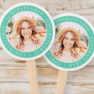 Congrats Grad Modern Simple Custom Photo Hand Fan
