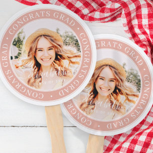 Congrats Grad Modern Simple Custom Photo Hand Fan