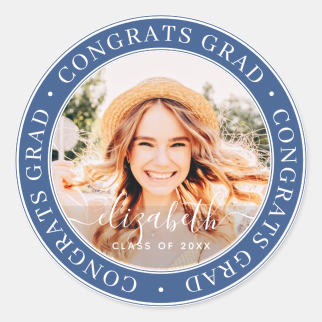 Congrats Grad Modern Simple Photo Envelope Seal (Front)