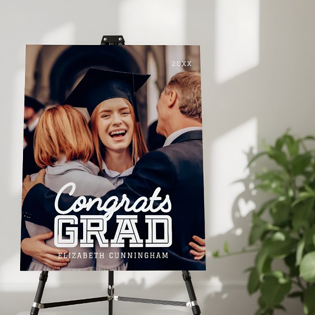 Congrats Grad Modern Simple Preppy Photo Foam Board (Creator Uploaded)