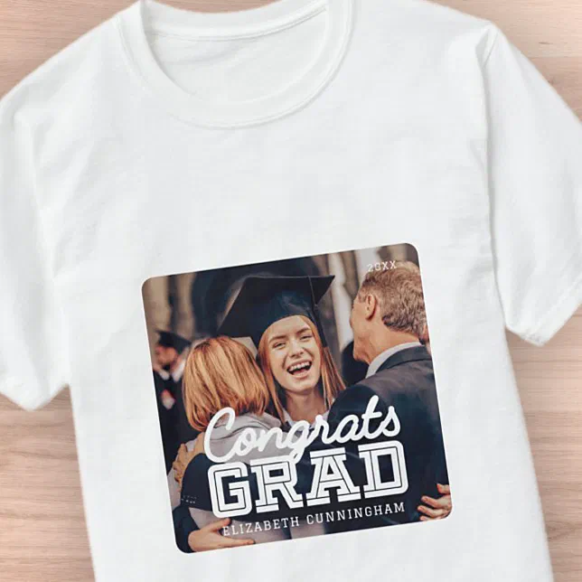 Congrats Grad Modern Simple Preppy Photo T Shirt Zazzle 