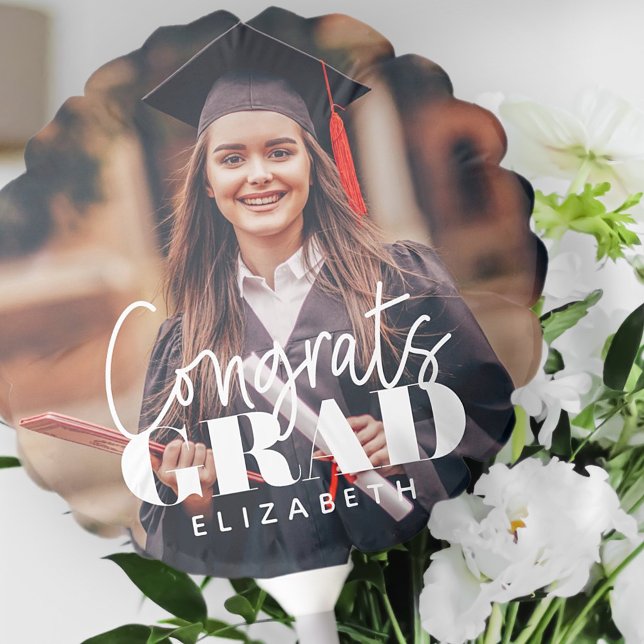Congrats Grad Modern Simple Script Custom Photo Balloon (Creator Uploaded)
