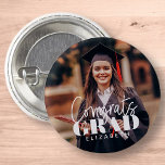 Congrats Grad Modern Simple Script Custom Photo Button<br><div class="desc">This simple and modern design is composed of serif typography and add a custom photo.</div>