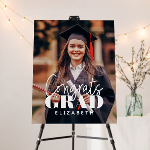Congrats Grad Modern Simple Script Custom Photo Foam Board