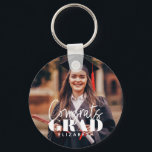 Congrats Grad Modern Simple Script Custom Photo Keychain<br><div class="desc">This simple and modern design is composed of serif typography and add a custom photo.</div>