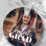 Congrats Grad Modern Simple Script Custom Photo Keychain<br><div class="desc">This simple and modern design is composed of serif typography and add a custom photo.</div>