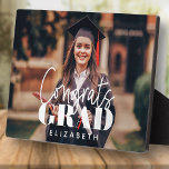 Congrats Grad Modern Simple Script Custom Photo Plaque<br><div class="desc">This simple and modern design is composed of serif typography and add a custom photo.</div>