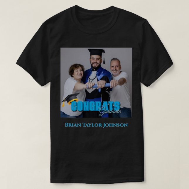 Congrats Grad Modern Simple Script Custom T-Shirt (Design Front)