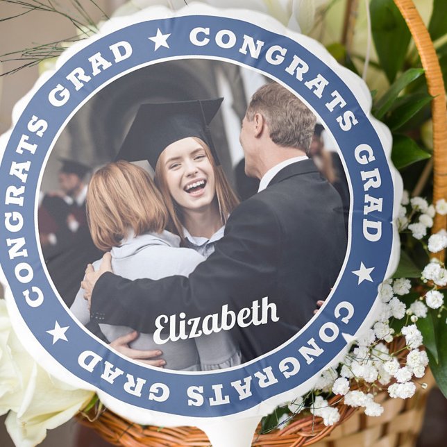 Congrats Grad Modern Simple Stars Custom Photo Balloon (Creator Uploaded)