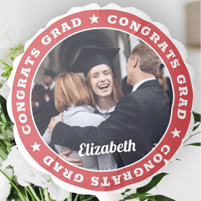 Congrats Grad Modern Simple Stars Custom Photo Balloon (Creator Uploaded)