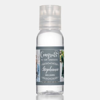 Congrats grad modern with pictures elegant grey hand sanitizer