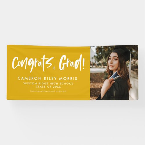Congrats grad modern yellow graduation photo banner