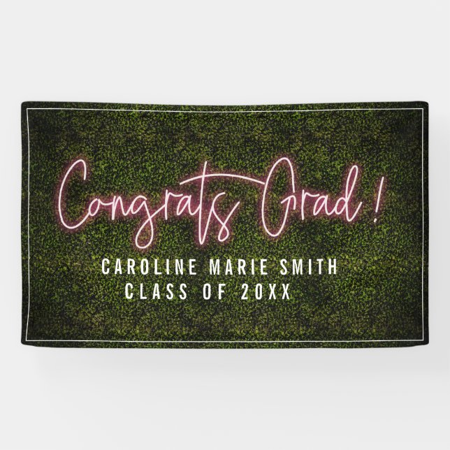 Congrats Grad Neon Graduation Party Banner (Horizontal)