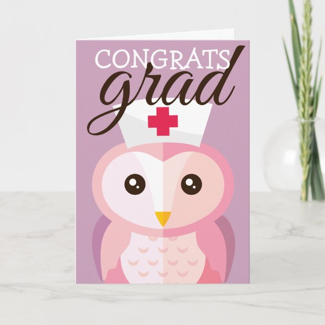 Congrats Grad | Nurse Owl Card (Front)