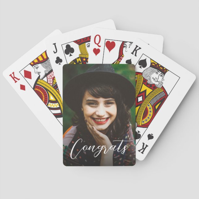 Congrats Grad Personal Message Photo Poker Cards (Back)
