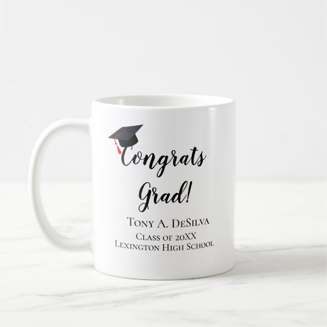 Congrats Grad Personalized Graduation Coffee Mug (Left)