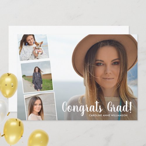 Congrats Grad Photo Collage Fun Graduation Party Announcement