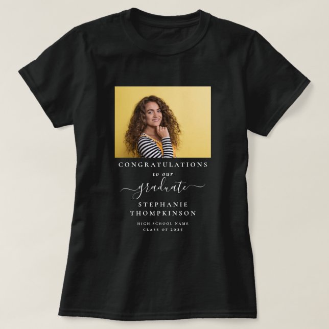 Congrats Grad Photo Family Graduation White T-Shirt (Design Front)
