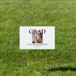 Congrats Grad Photo Red/Black Graduation Sign