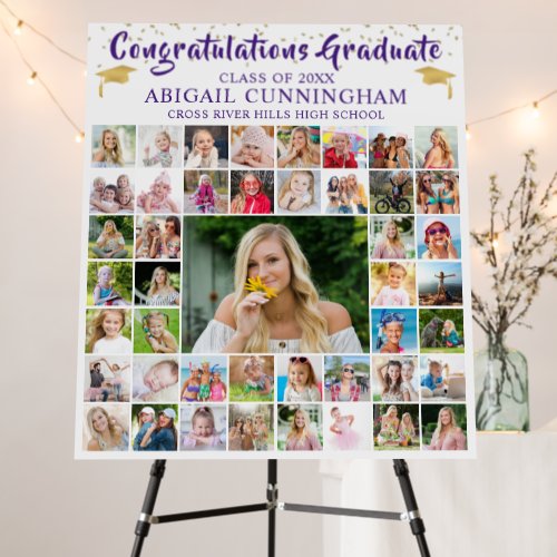 Congrats Grad Purple 45 Photo Collage Confetti Foam Board