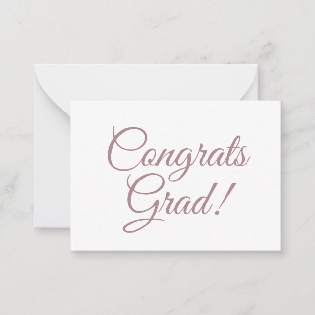 Congrats grad rose gold custom script text elegant note card (Front)