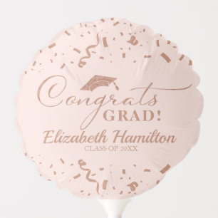 Congrats Grad Rose Gold Pink Graduation Party Balloon