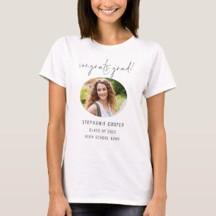 Congrats Grad Script Photo Name Graduation T-Shirt