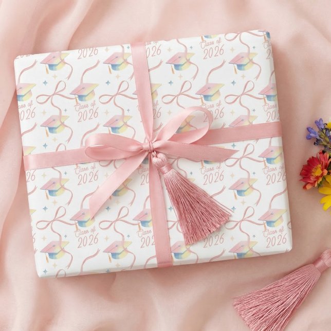Congrats Grad Watercolour Grad Cap Class of 2026 Wrapping Paper Sheets (Congrats Grad Watercolour Grad Cap Class of 2026 Wrapping Paper Sheets)
