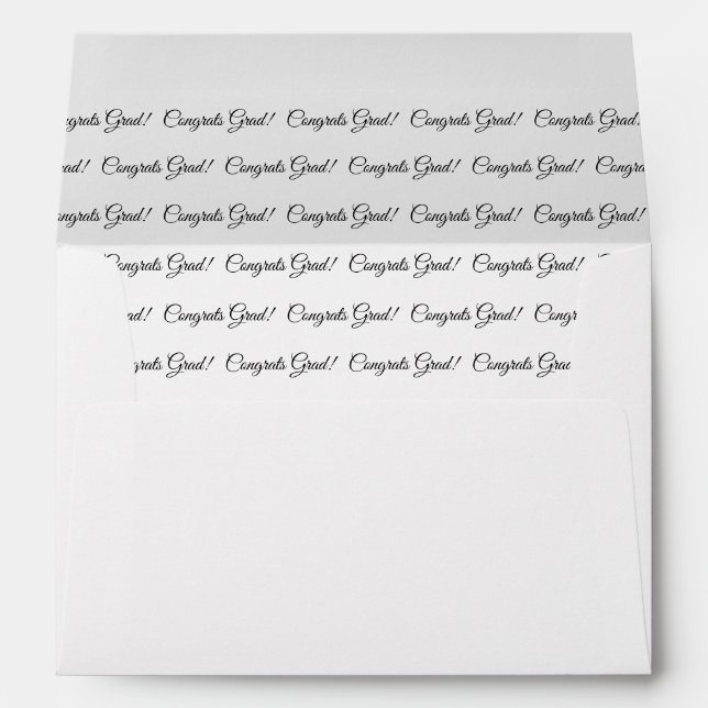 Congrats grad white black elegant script pattern envelope (Back (Bottom))