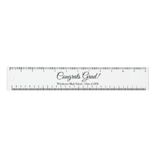 Congrats grad white custom school name class year  ruler