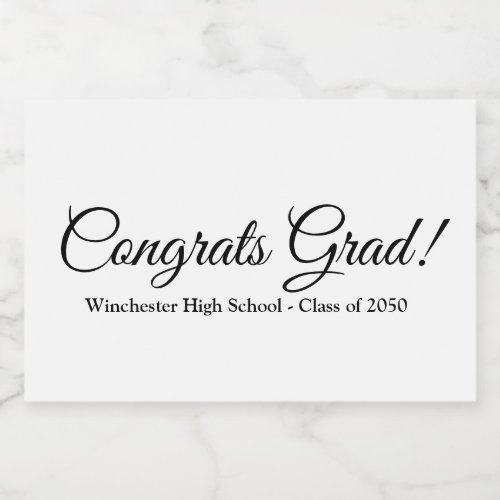 Congrats grad white custom script text class year food label