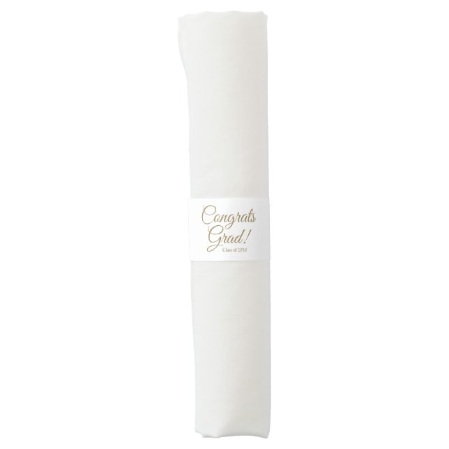 Congrats Grad white gold elegant class year Napkin Bands (Front)