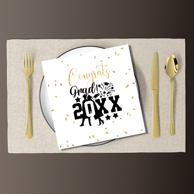 Congrats Grad Year Faux Glitter Confetti Napkins (Creator Uploaded)