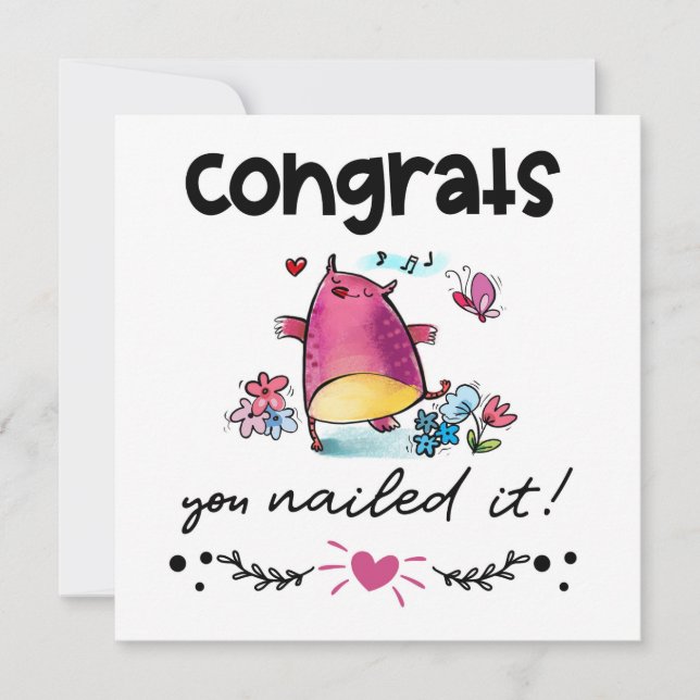 Congrats Grad You Nailed It Cartoon Owl Humor Card (Front)