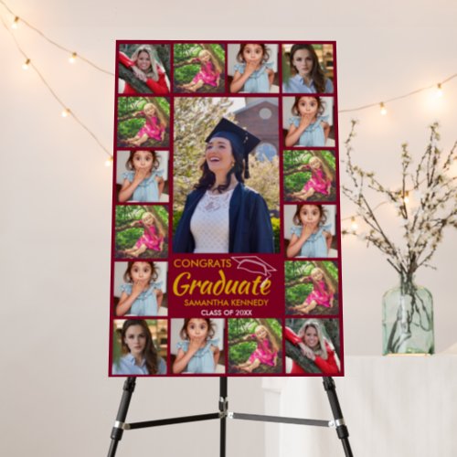 Congrats Graduate 17 Photo Template Burgundy Foam Board