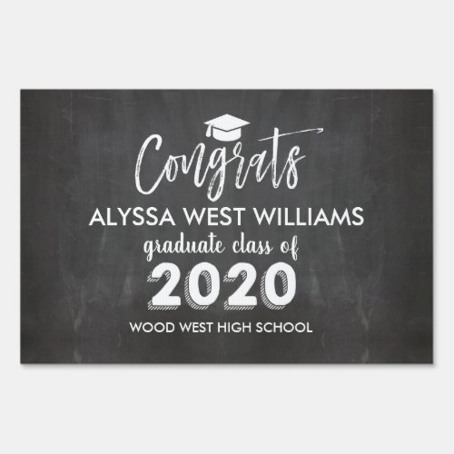 Congrats Graduate 2020 Chalkboard Custom Yard Sign